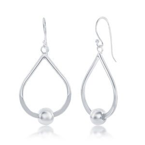 Sterling Silver Teardrop Bead Ball Drop Earrings